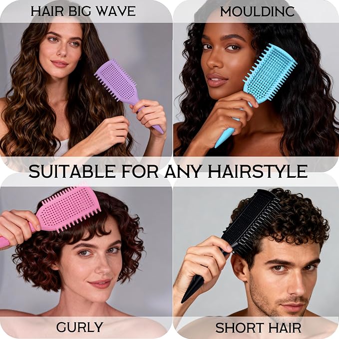 Detangler Brush for Curly Hair, Lightweight Curly Hair Brush with Vented Design for Easy Glide, Effortlessly Detangles Without Pulling or Snagging, Suitable for All Wet and Dry Hair Types (Blue)