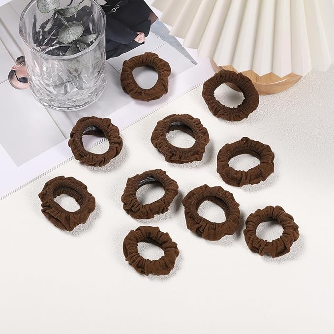 WantGor Hair Ties, Women 10PCS Hair Bands No Damage Elastic Scrunchies Seamless Ponytail Holders Hair Accessories Head Bands for Women's Thick Thin Hair (Brown)
