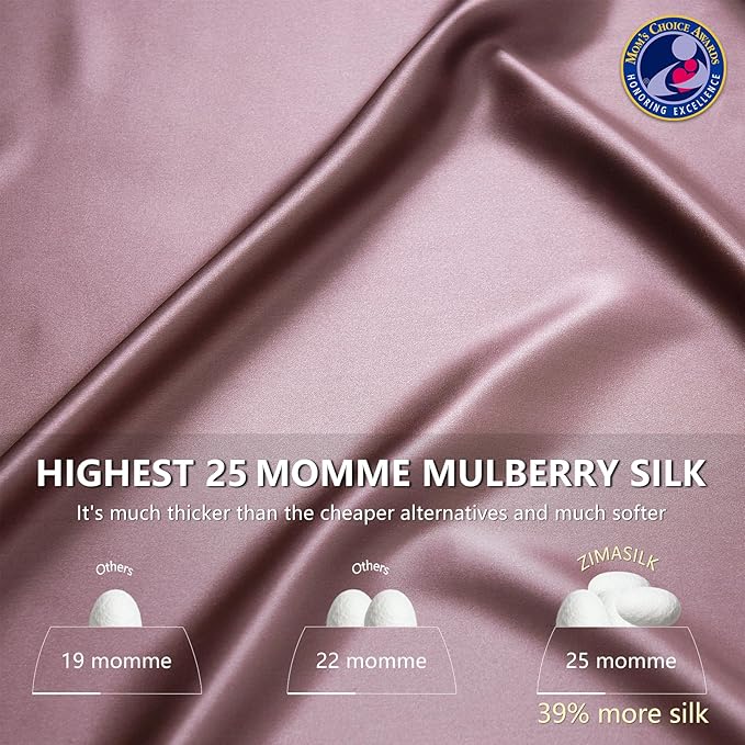 ZIMASILK 25 Momme 100% Pure Mulberry Silk Pillowcase for Hair and Skin Care, Highest Grade 6A Pillow Cases for Women, Long-Lasting Durablity, Gift for Women Men, 1Pc (Standard 20"x26", Grey Purple)