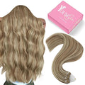 YoungSee Blonde Micro Bead Hair Extensions Human Hair Light Brown Highlight Golden Blonde Micro Loop Hair Extensions Real Human Hair Highlighted Microlink Human Hair Extension 1g/s 50g 16 inch