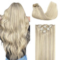 GOO GOO Clip in Hair Extensions Real Human Hair, Remy Human Hair Extensions Clip ins for Women, Natural Human Hair, 12inch 85g 7Pcs, #17A/60A Ash Blonde Highlighted Platinum Blonde