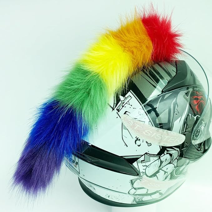 Helmet Mohawk Wig Adhesive Mohawk for Motorcycle Bicycle Ski Snowboard Helmet Hair Patches Skinhead Costumes Wig Cosplay Wig (Helmet not Included)