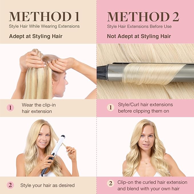 GOO GOO Clip in Hair Extensions Real Human Hair, Remy Human Hair Extensions Clip ins for Women, Natural Human Hair, 16inch 110g 7Pcs, 18D/22F Dirty Blonde Highlights