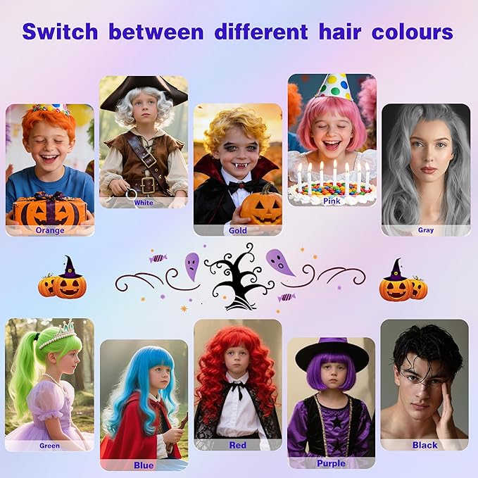 Purple Temporary Hair Color Spray for Kids, Instant Colored Hair Dye Alternative for Girls Boys Teens Women Men, Disposable Washable, Quick Styling for Party Cosplay Christmas Halloween, 150ml