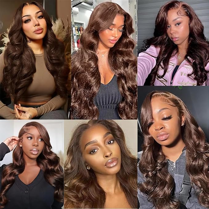 Color 4 Bundles Human Hair Brown Body Wave Bundles Brazilian Virgin Soft and Silky Remy Hair Single Bundle 22 Inch Niegmeag Chocolate Brown Body Wave Bundle 100g
