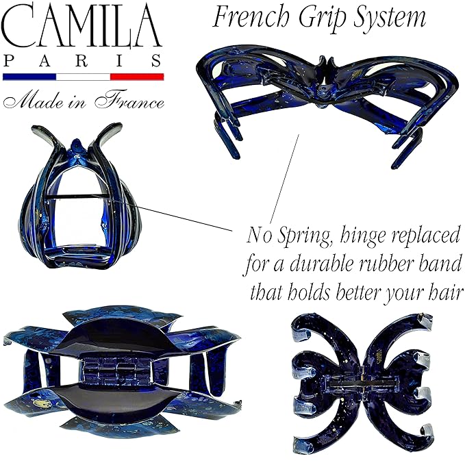 Camila Paris CP3863 French Octopus Hair Clip for Women Thick Hair and Long Curly Wavy Hair, Girls Hair Claw Clips, Styling Claw Clip for Thick Hair, Strong Hold No Slip Grip, Made in France