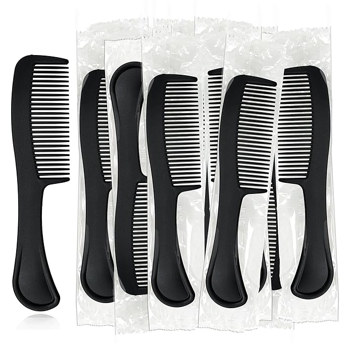 Bulk Hair Combs, Combs Individually Wrapped, Hair Combs in Bulk for Women, Kids, Hotel, Airbnb, Shelter, Homeless, Charity, and Church (Black) (5.9 inches, 30, Count)