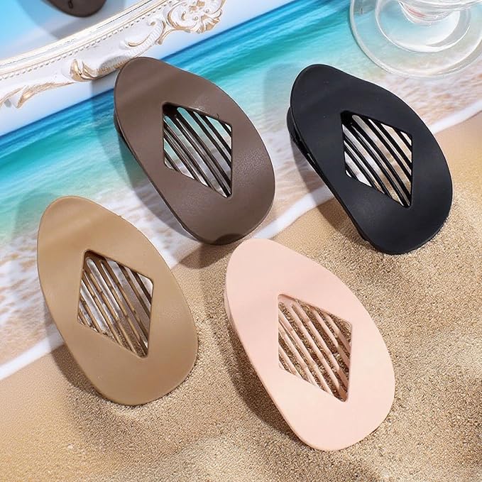 Matte Duckbill Claw Clips for Women, Strong Hold Flat Hair Clips for Thick Hair, Simple Elegant Resin Hair Clamps, Non-Slip Solid Color Hair Accessories for Work & Daily Use (C)