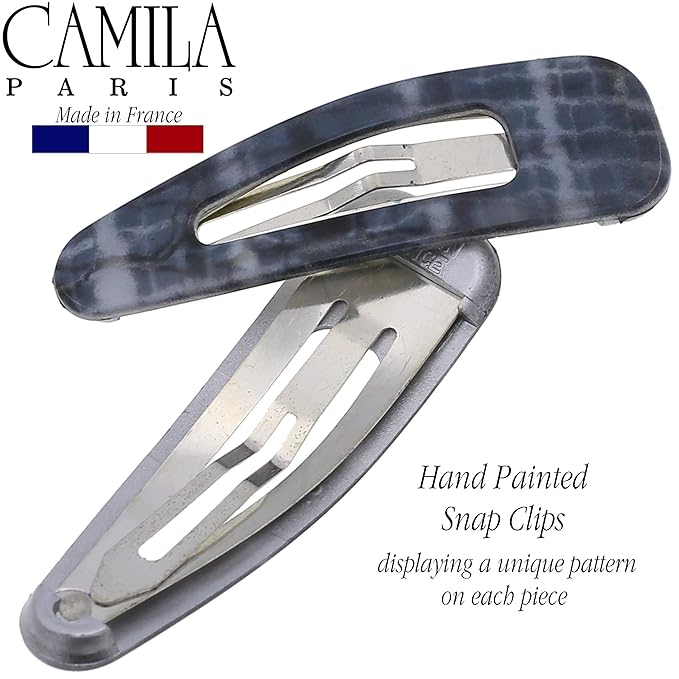 Camila Paris CP3094 French Hair Barrettes Clips, Snap Hair Slides Clic Clac for Women, Styling Girls Side Slide-in Metal Snap Pin Hair Accessories for Women. Strong Hold, No Slip Grip, Made in France