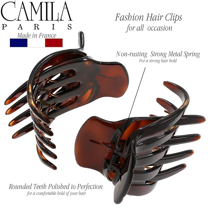 Camila Paris MP422 French Hair Clip for Women, Hair Side Clips, 2.5 Inch Girls Hair Claw Clips Jaw Fashion Durable Styling Hair Accessories for Women, Strong Hold No Slip Grip, Made in France