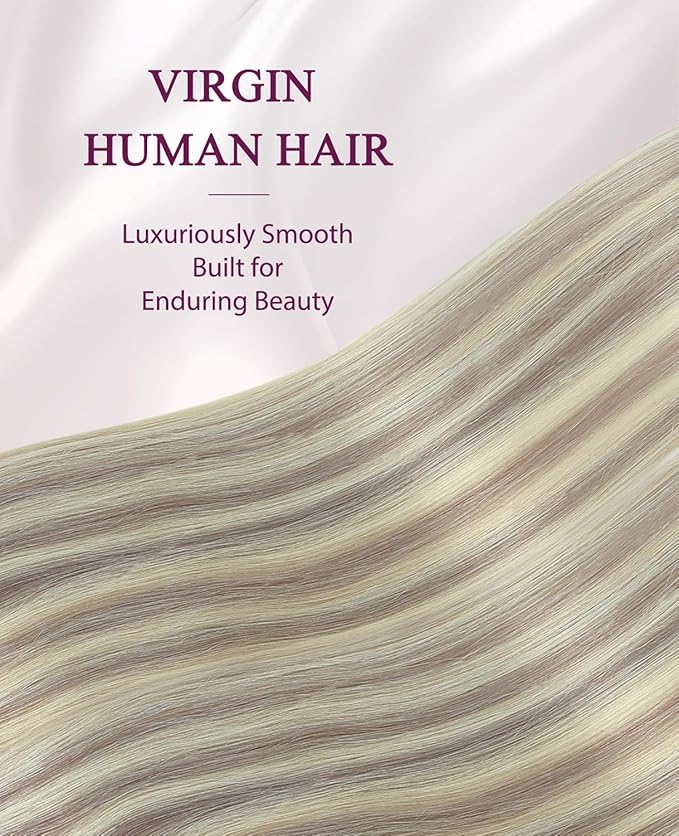 Pinkpearl Invisible Tape in Hair Extensions Human Hair, 20pcs 18inch 50g #18P60 Ash Blonde Highlighted Platinum Blonde Injection Tape in Extensions Real Remy Seamless Human Hair Injected