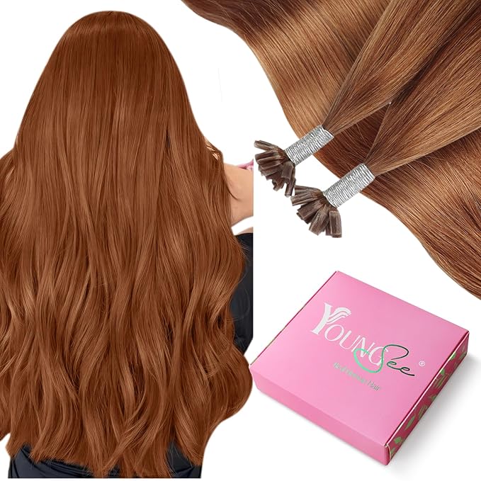 YoungSee U Tip Hair Extensions Copper U Tips Human Hair Extensions Copper Hair Utip 20In 50s/50G