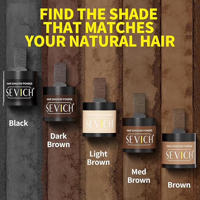 Sevich Hairline Powder 10g 2-Pack with Brush, Instantly Conceals Hair Loss & Thinning, 48H Waterproof Root Touch Up Powder, Natural Hair Shadow Toppers for Women & Men, 2 Box = 5 Boxes,Dark Brown