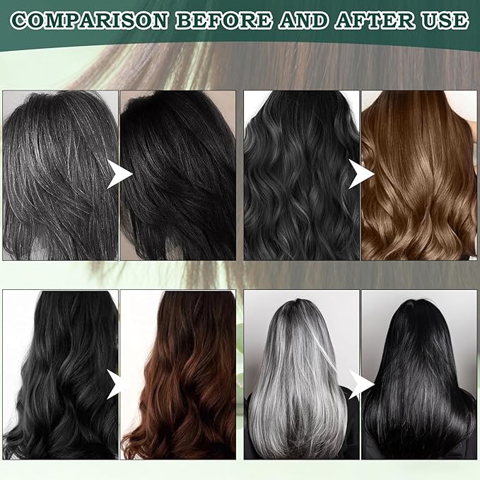 Mild Formula Long Lasting Hair Dye Set, Long-Lasting Single Step Hair Dye Kit with Nourishing Natural Shampoo (Natural Black)
