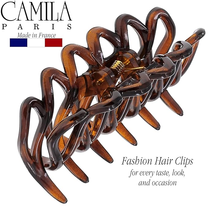 Camila Paris CP3520 French Small Hair Clips for Women Thick Hair for Long Curly Wavy Hair, Girls Hair Claw Clip, Durable Styling Big Claw Clip for Thick Hair, Strong Hold No Slip Grip, Made in France