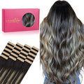 WENNALIFE Tape in Hair Extensions Human Hair, 20pcs 50g 18 inch Natural Black to Light Blonde Remy Hair Extensions Straight Human Hair Tape in Extensions Skin Weft Tape Extensions Human Hair