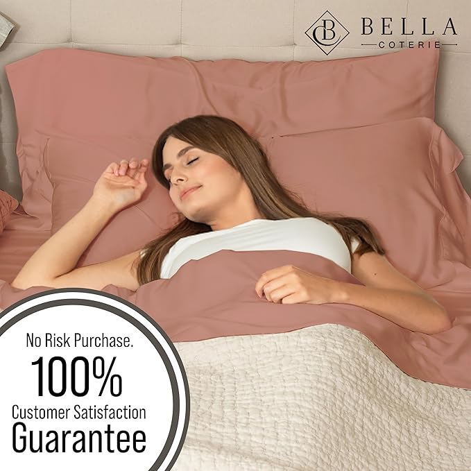 Bella Coterie | Luxury Bamboo Viscose Queen Size Pillowcase Set | 100% Organically Grown | Ultra Soft | Cooling | 2 Pcs [Raisin]