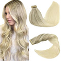 GOO GOO Tape in Hair Extensions Human Hair, 17/22/60 Ash Blonde to Golden Blonde and Platinum Blonde, 26inch 60g 20pcs, Skin Weft Seamless Invisible, Silky Straight with Thick Ends, Remy Human Hair