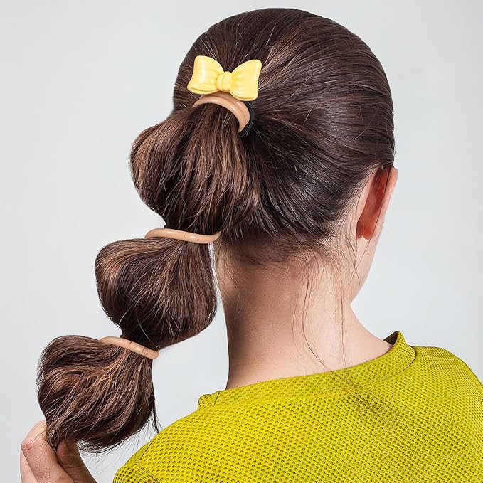 4PCS Bow Spiral Hair Ties, 4 Colors Bowknot Phone Cord Ponytail Holders for Women, Elegant Rubber Hair Coils, Stylish Hair Accessories for Party, Daily Use