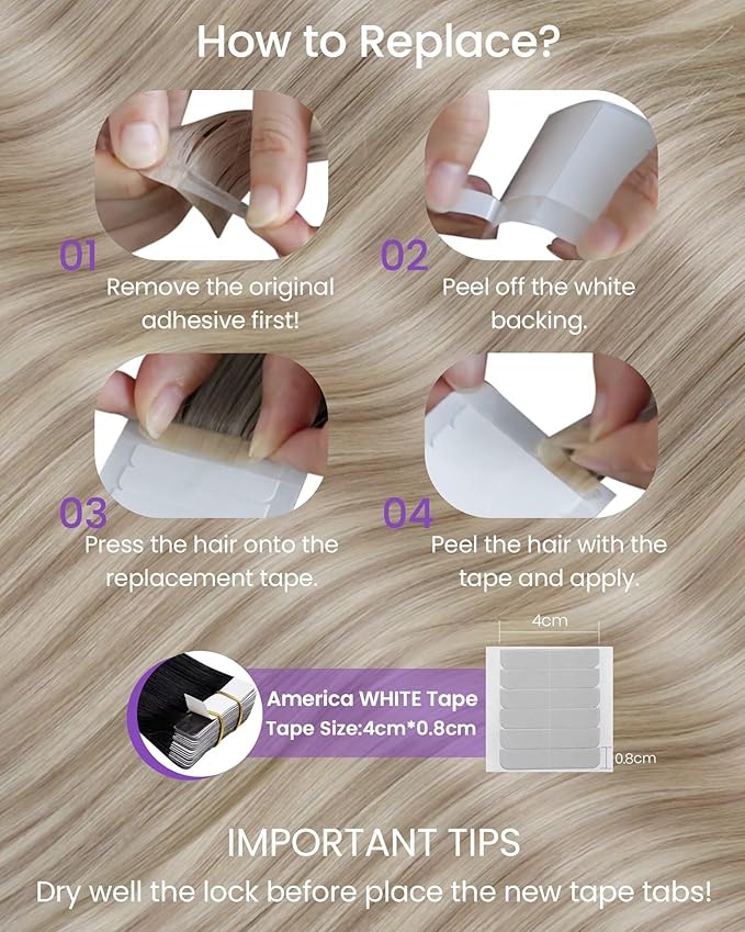 LaaVoo Human Hair Tape in Extensions Ash Blonde Tape in Hair Extensions Human Hair Highlights Blonde with Ash Blondes 00G 40pcs 22Inch