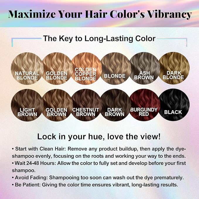 Hair Dye Shampoo 3-in-1 Vegan Color for Gray Hair - Ammonia-Free for Men & Women – Beard & Hair Coloring – Instant Gray Coverage Champú Para Canas Mujer & Hombre (CHESTNUT BROWN)