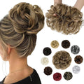 Messy Bun Hair Piece Wavy Curly Scrunchies Fluffy Donut Thick Updo Elegant Chignon Hairpieces for Women Girls, Light Brown & Ash Blonde 1.4oz