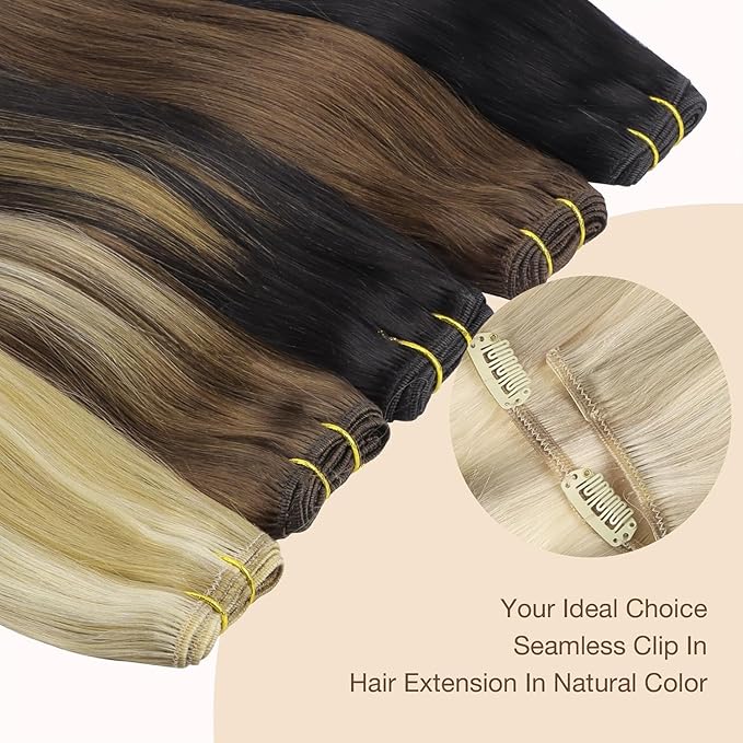 GOO GOO Clip in Hair Extensions Real Human Hair, Remy Human Hair Extensions Clip ins for Women, Natural Human Hair, 26 Inch 180g 7Pcs, 17/22/60 Balayage Ash Blonde to Golden Blonde and Platinum Blonde