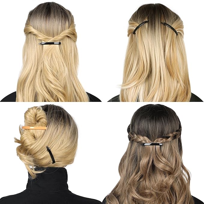 12pcs Hair Barrettes Set for Women and Girls, Hair Clips for Thick Thin Fine Hair, Non-metal Hair Accessories, Non-Slip Grip Handmade Snap Hairpin, BPA Free
