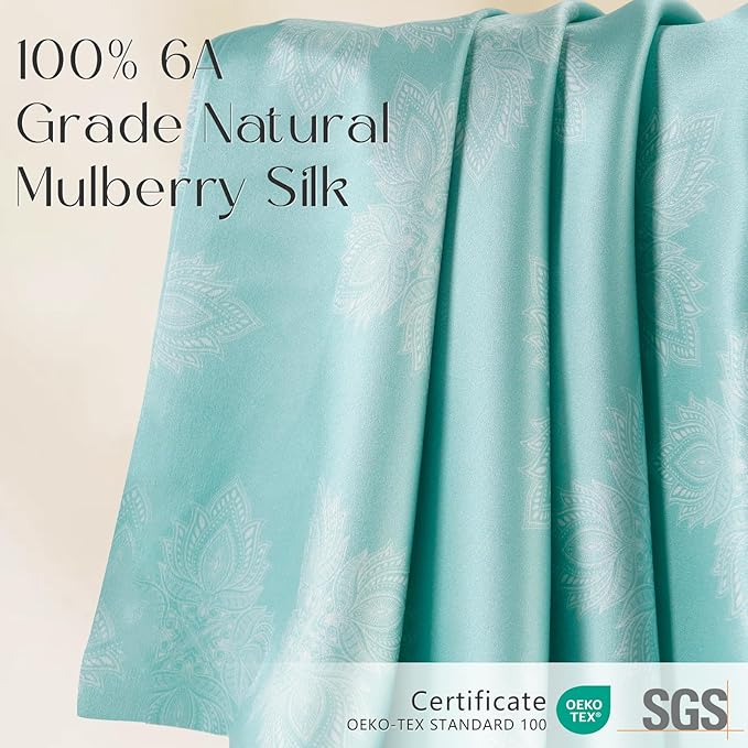 ZIMASILK 100% Pure Mulberry Silk Pillowcase for Hair and Skin Health, Soft and Smooth, Both Sides Premium Grade 6A Silk, 600 Thread Count, with Hidden Zipper, 1pc (Queen 20"x30", Mint Green)