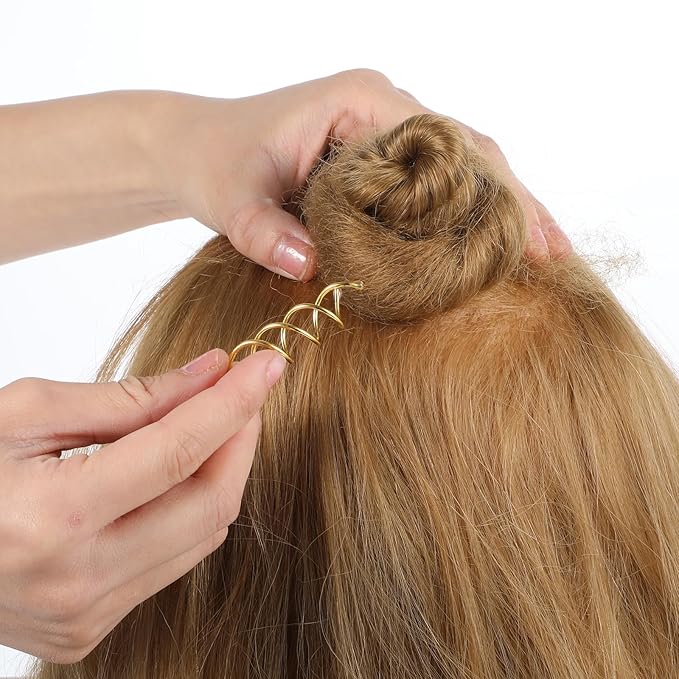 30 Pcs Spiral Hair Pins, Spin Pins for Hair, Alloy Spiral Bobby Pins, Bun Twist Spiral Hair Pins with Non-scratch Rounded Tips for Women Bun Hair Style (Gold)
