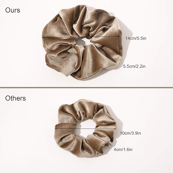 Velvet Scrunchies Hairbands Bulk Pack - Large Jumbo Giant Hair Ties for Thick Curly Hair, No Crease Soft Elastic Hair Accessories for Girls Women
