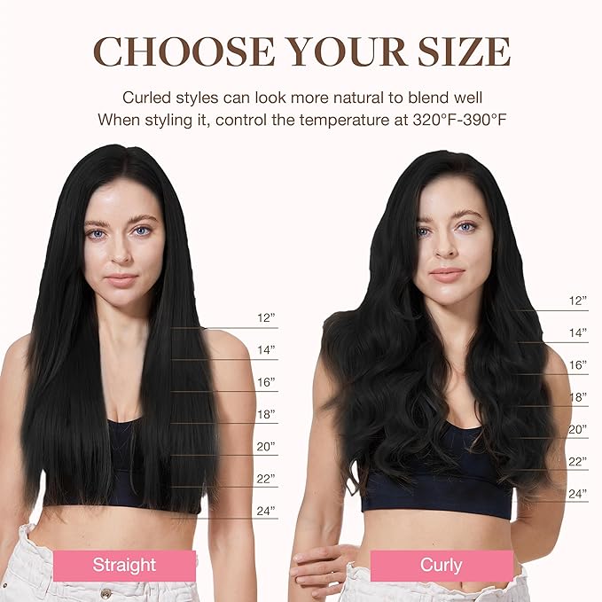 GOO GOO Clip in Hair Extensions Real Human Hair, Remy Human Hair Extensions Clip ins for Women, Natural Human Hair, 18inch 120g 7Pcs, 1 Jet black