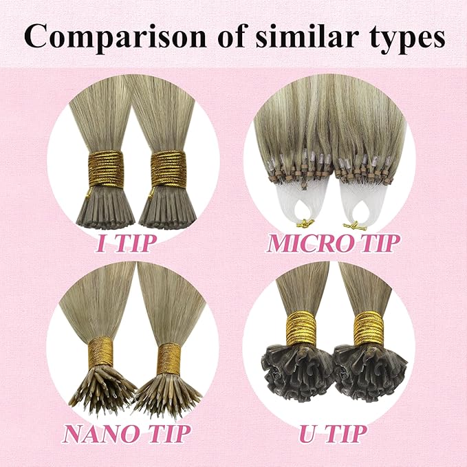 YoungSee Micro Loop Hair Extensions Real Human Hair Blonde Bead Hair Extensions Human Hair Ash Blonde Ombre Platinum Blond Microbead Human Hair Extension Balayage for Adding Hair Length 22In 50s/50g