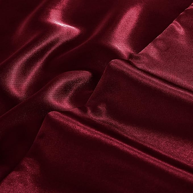 Aormenzy Satin Pillow Cases for Women Queen Size Set of 2, Burgundy Satin Pillowcase for Hair with Envelope Closure Silky Pillow Covers Wrinkle, Fade Resistant (20x30 Inches)