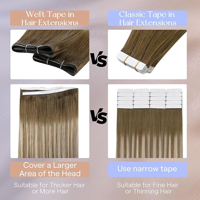 Full Shine Genius Weft Hair Extensions Human Hair Color 8 Ash Brown Ombre 60 Blonde And 18 Dark Ash BLonde Invisible Skin Weft Tape in Extensions Long Tape Weft 20 Inch A Piece 50G for Daily Wear
