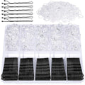 YGDZ 750PCS Bobby Pins Black Kit, 250 Hair Pins for Women, 2 Inch Wave Bobby Pins for Black Hair, 500 Clear Elastic Hair Ties, Bulk Hair Pin for Buns, Hair Accessories for Women, Kids, Girls
