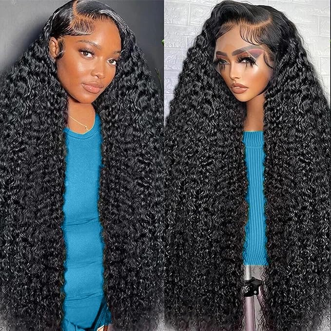 24 Inch Deep Wave Lace Front Wigs Human Hair 13x6 HD Lace Front Wigs Human Hair Pre Plcked Curly Human Hair Wig for Women 200% Density Water Wave Lace Front Wigs Human Hair With Baby Hair