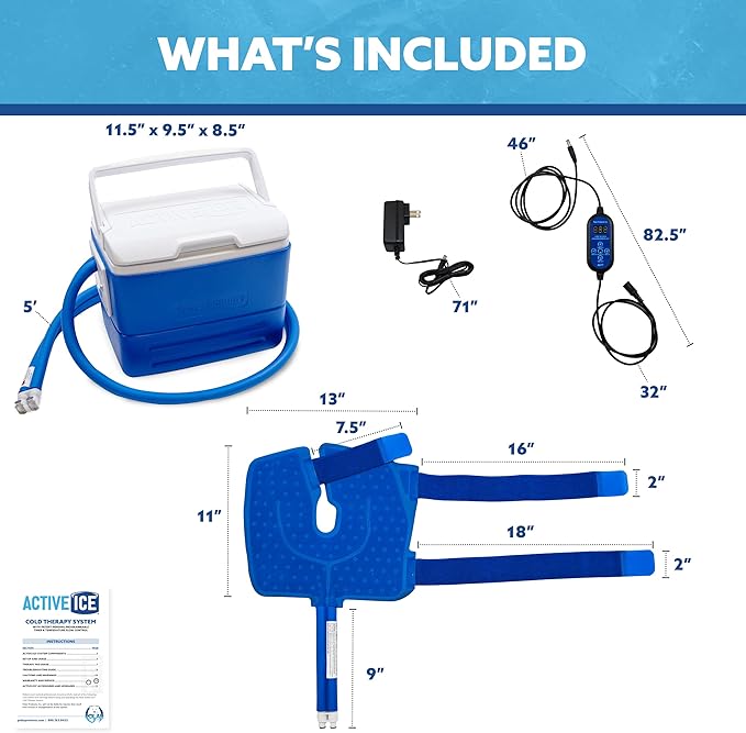 Polar Active Ice 3.0 | 9 QT Cold Therapy Ice Machine | Programmable Timer | Knee & Joint Pad | Cryotherapy Pain Relief System | Ace Bandage Style Compression