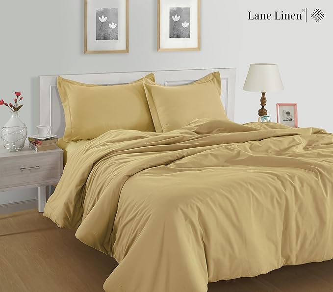 Lane Linen 100% Organic Cotton Standard Size Pillow Cases - Set of 2 (20"x26") - Soft Yellow - Cocoon