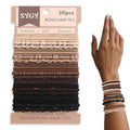 20 PCS Boho Hair Ties, Bracelets Hair Ties for Thick or Thin Hair, 4 Styles Boho Ties for Ponytail Holders, 2.36’’ Hair Ties No-Damage, Chirstmas Gifts, Brown