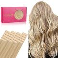 WENNALIFE Tape in Hair Extensions Human Hair, 20pcs 50g 14 inch Light Blonde Highlighted Golden Blonde Remy Hair Extensions Straight Human Hair Tape in Extensions Skin Weft Tape Extensions Human Hair
