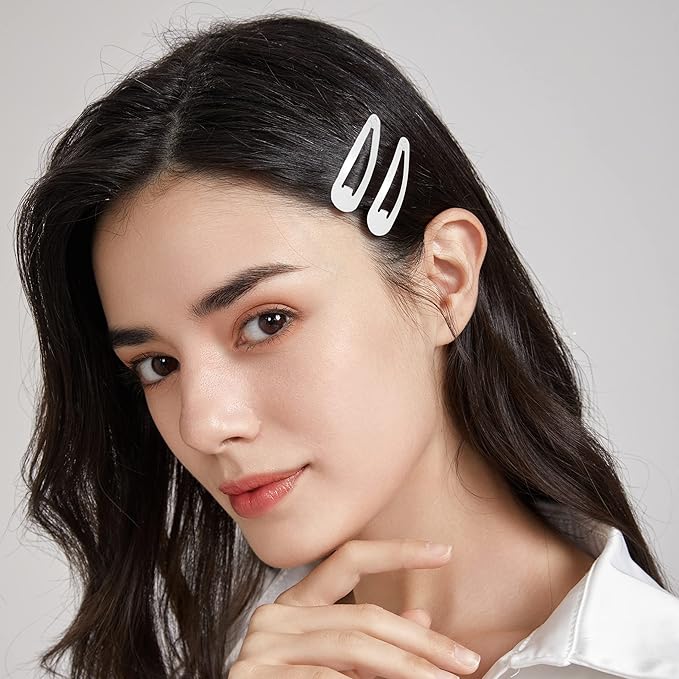 Dofash 12PCS Snap Hair Clips For Women-Non Slip & Metal Hair Barrettes, 5cm 2'' Small Clips For Thin & Fine Hair,White
