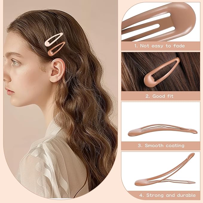 obeoby 30 Pcs 5 Colors Metal Snap Hair Clips, 2 Inch Hair Barrettes Hair Accessories for Women Girls