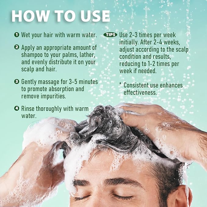 Antifungal Shampoo for Folliculitis and Seborrheic Dermatitis: Scalp Psoriasis Treatment, Dandruff & Itchy Scalp Relief with Salicylic Acid, Piroctone Olamine, Rosemary & Coconut Oil 8.8 fl.oz