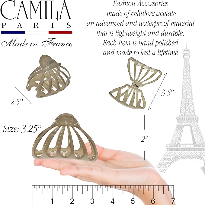 Camila Paris CP3537 French Octopus Hair Clip, Large Hair Clips for Thick Hair, Big Hair Claw Clip for Long Hair, Durable Girls Hair Clips for Women for Wavy Hair, Strong No-Slip Grip. Made in France