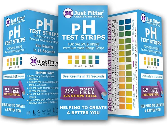 Just Fitter pH Test Strips for Testing Alkaline and Acid Levels in The Body. Track & Monitor Your pH Level Using Saliva and Urine. Get Highly Accurate Results in Seconds.