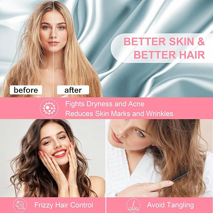 Mulberry Silk Pillow Cases 2 Pack Queen Size 20x30 Inches with Hidden Zipper, Ultra Smooth and Soft Breathable Cooling Silk Satin Pillowcase Set of 2, Better for Hair and Skin, Gifts for Women Men