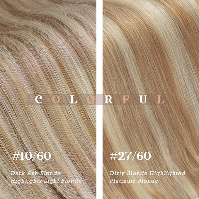 Ve Sunny 24 inch Hair Extensions Clip in Lightest Brown mit Platinum Blonde Clip in Hair Extensions Real Human Hair Remy Hair Extensions Clip ins for Women 120g