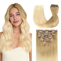 GOO GOO Clip in Hair Extensions Real Human Hair, Remy Human Hair Extensions Clip ins for Women, Natural Human Hair, 24inch 120g 7Pcs, #O7/60F