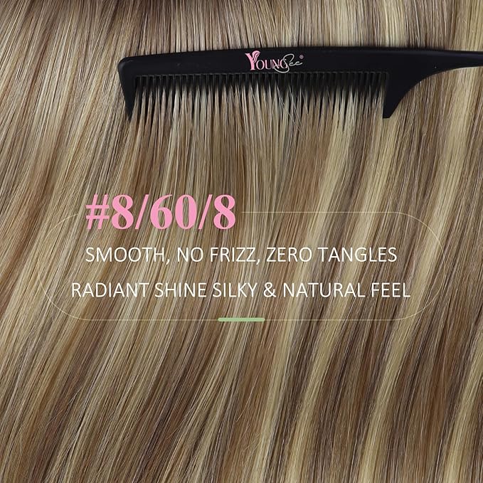 YoungSee Human Hair Tape in Extensions Balayage Tape in Hair Extensions Real Human Hair Light Brown Ombre Blonde Tapes ins Human Hair Extension 12In 20pcs 30g Adhesive Hair Extension for Short Hair